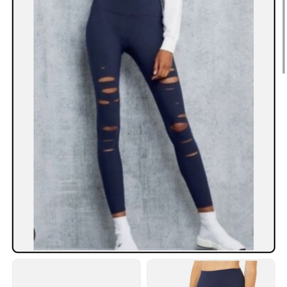 Alo Yoga High-Waist Ripped Warrior Leggings black Yoga Core Streetwear XS - Picture 2 of 12